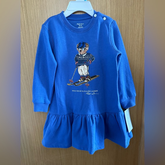 NWT Polo Ralph Lauren Baby Girls Polo Bear Fleece Dress and Bloomer Set 24M - Picture 6 of 8